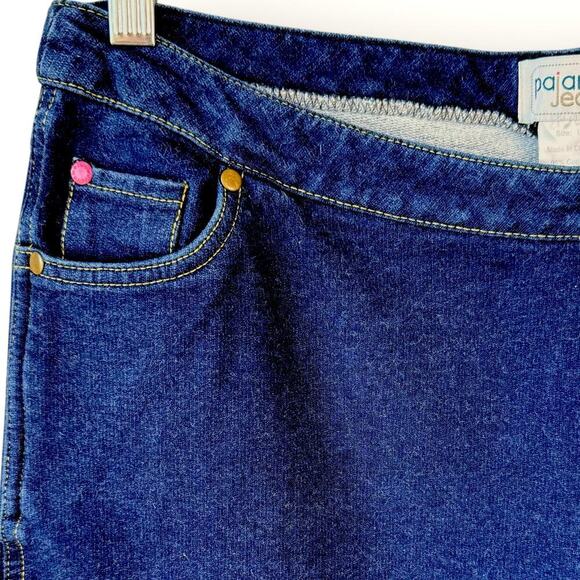 Pajama Jeans Bootcut Mid Rise Terry Stretch Pullon Drawstring Jeans Size L Blue - Picture 7 of 15